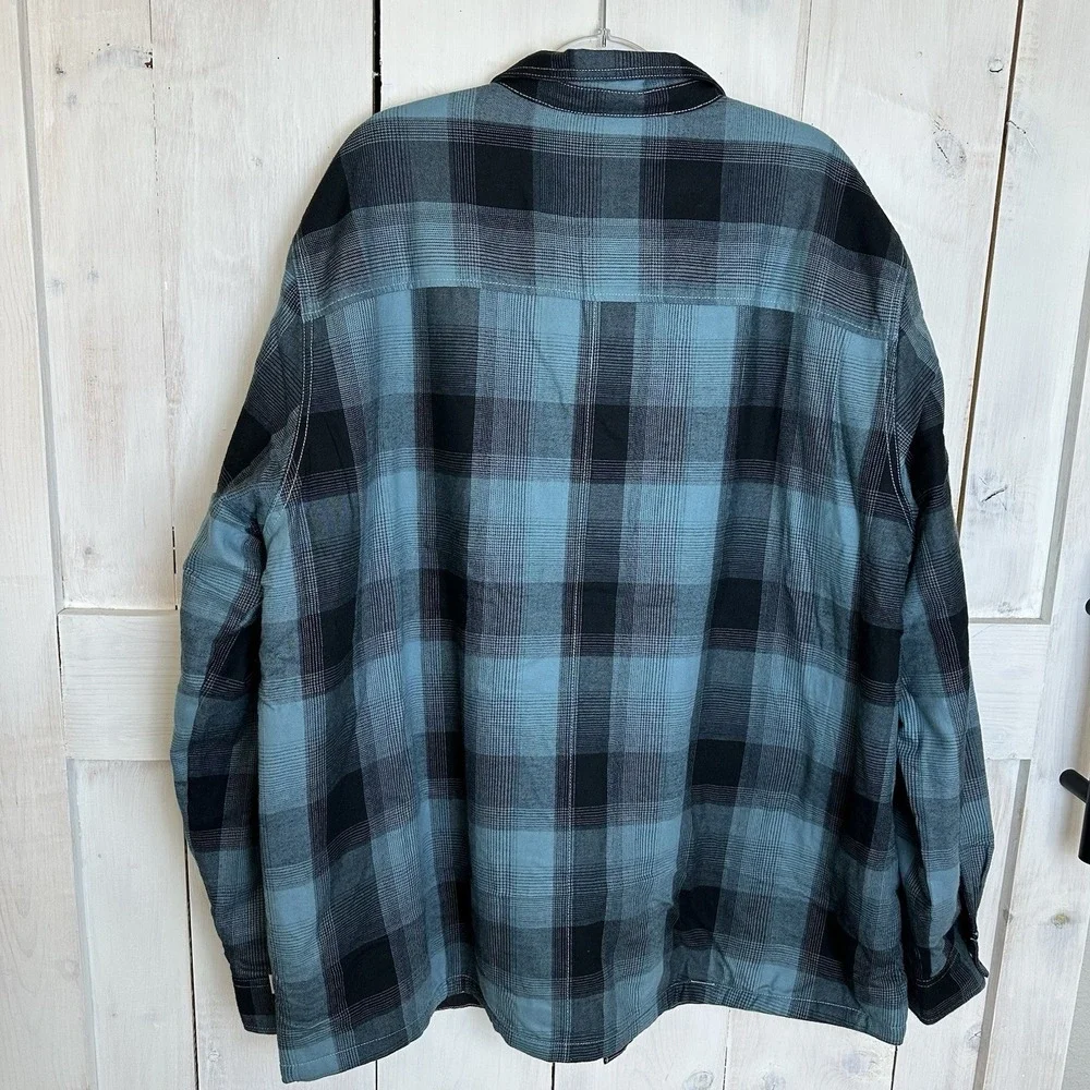 Men's The North Face Campshire Shirt Sz 3XL Sherpa‎ Lined Snap Jacket Blue Plaid